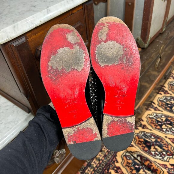 Christian Louboutin Mattia Black Patent Spike Loafers size 37 - Picture 6 of 8